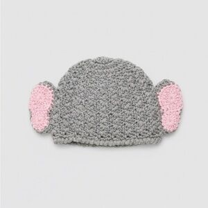 Charming Knit Elephant Hat for Kids - Gray with Pink Ears